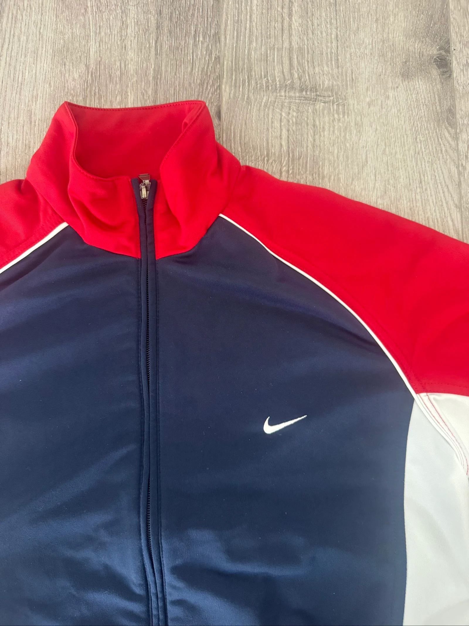 Nike Vintage Track Jacket Full Zip Navy Red White Y2K 00s Streetwear Swoosh M – photo 7